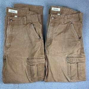 Cabela Casuals Men's W 36 L 32 Hiking Outdoor Double Knee Pants Brown 2 Pairs